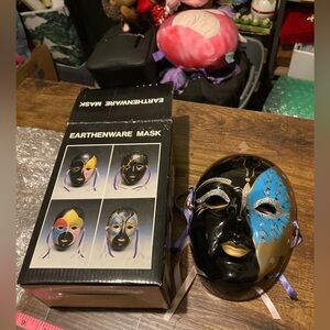 Vintage Earthenware hand painted mask